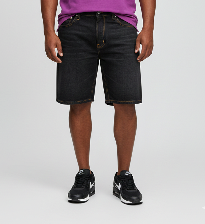 KLUE Unwashed Raw Black Denim Shorts (Sizes 34-48 Inches)