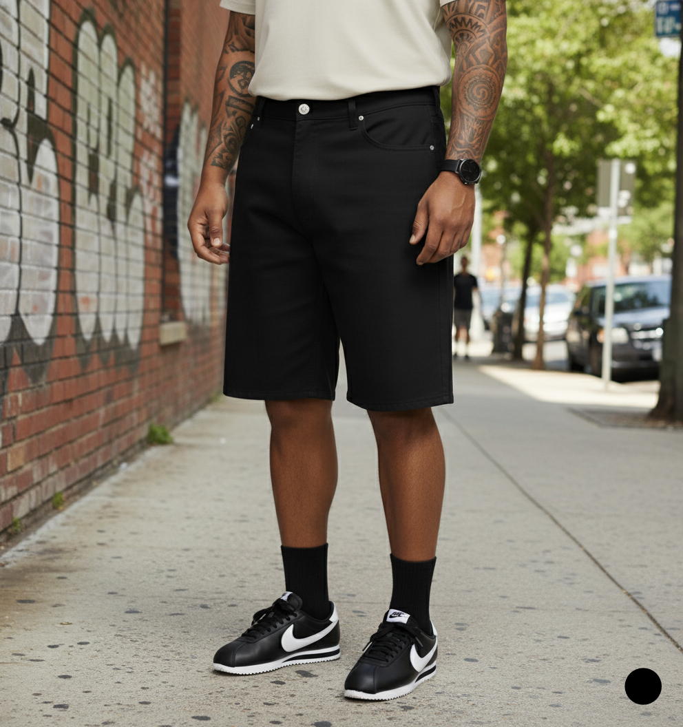 KLUE Shorts- Solid Black Denim (Sizes 38-54 Inches)