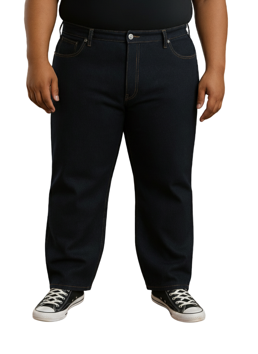 KLUE Unwashed Raw Black Jeans-Big Broz Sizes-(50–68 Inches)