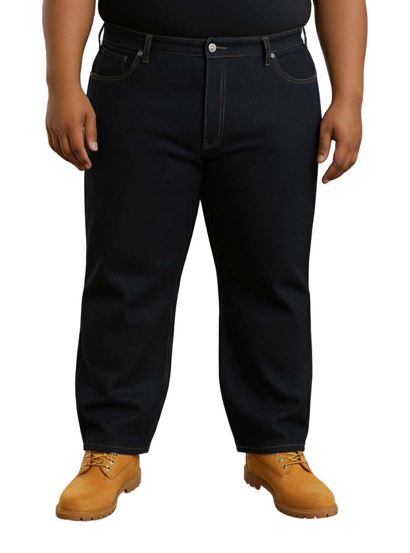 KLUE Unwashed Raw Black Jeans-Big Broz Sizes-(50–68 Inches)