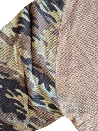 Oversized Zip-Up Hoodie with Camo Sleeves & Hood-Desert Storm