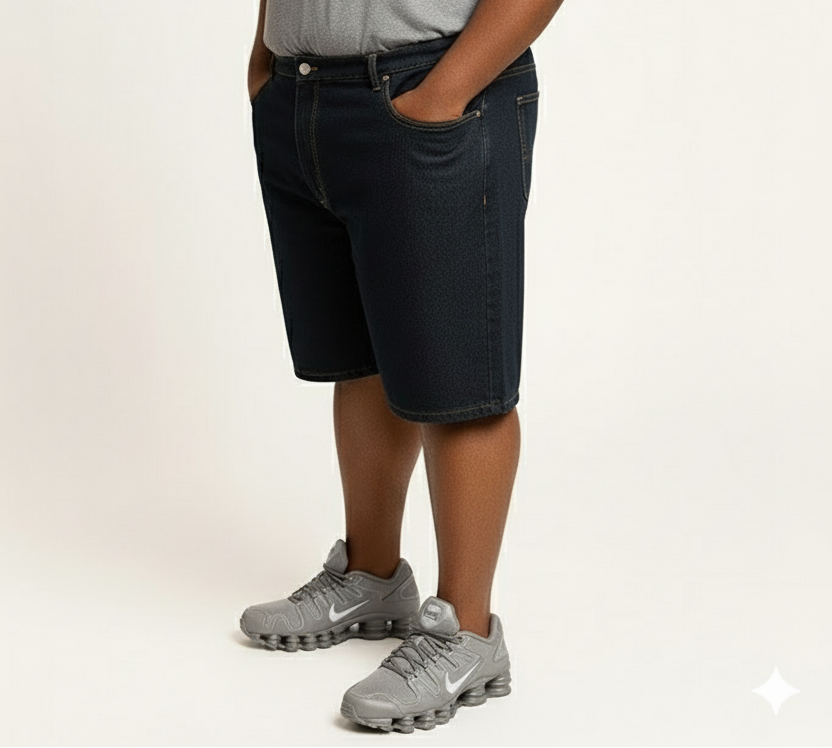 KLUE Unwashed Raw Black Denim Shorts –Big Broz Sizes- (50–72 Inches)