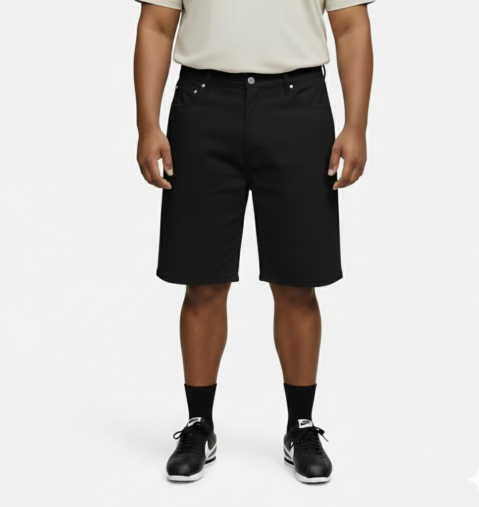 KLUE Shorts- Solid Black Denim (Sizes 38-54 Inches)