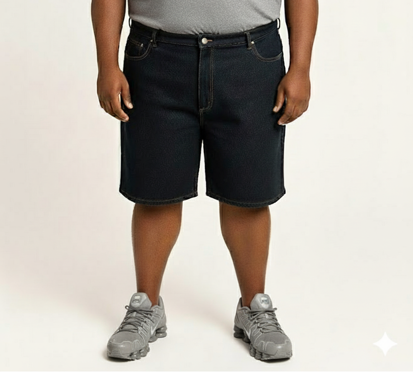 KLUE Unwashed Raw Black Denim Shorts –Big Broz Sizes- (50–72 Inches)
