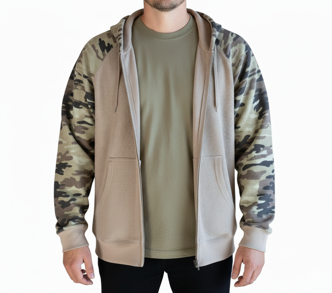 Zip-Up Hoodie- Desert Storm Camo