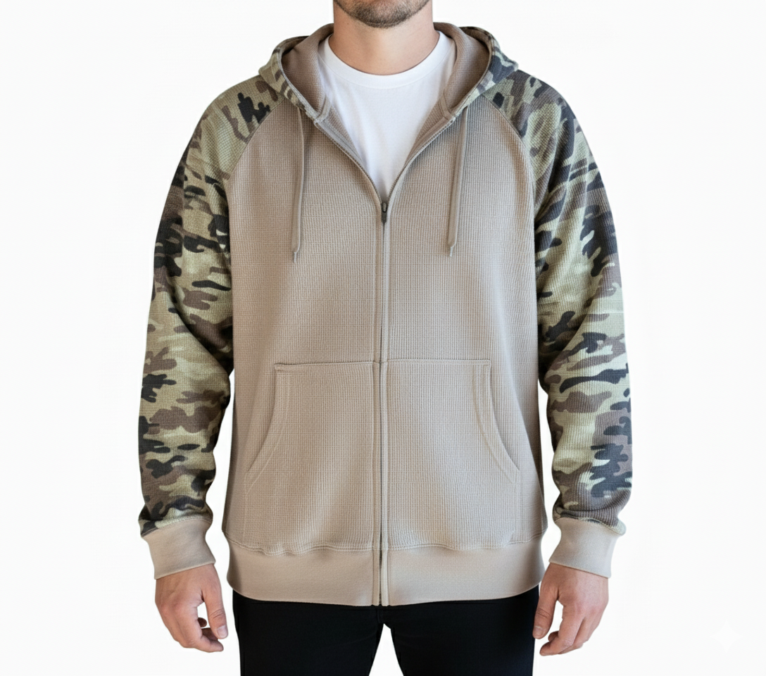 Zip-Up Hoodie- Desert Storm Camo