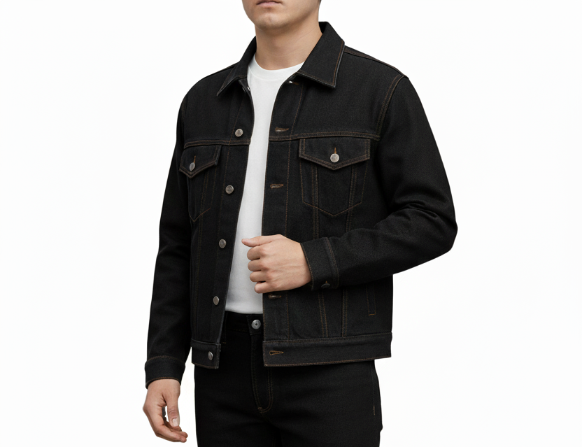 KLUE Unwashed Black Denim Jacket (Sizes M–4XL)