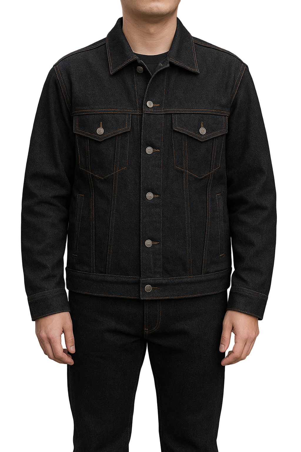 KLUE Unwashed Black Denim Jacket (Sizes M–4XL)
