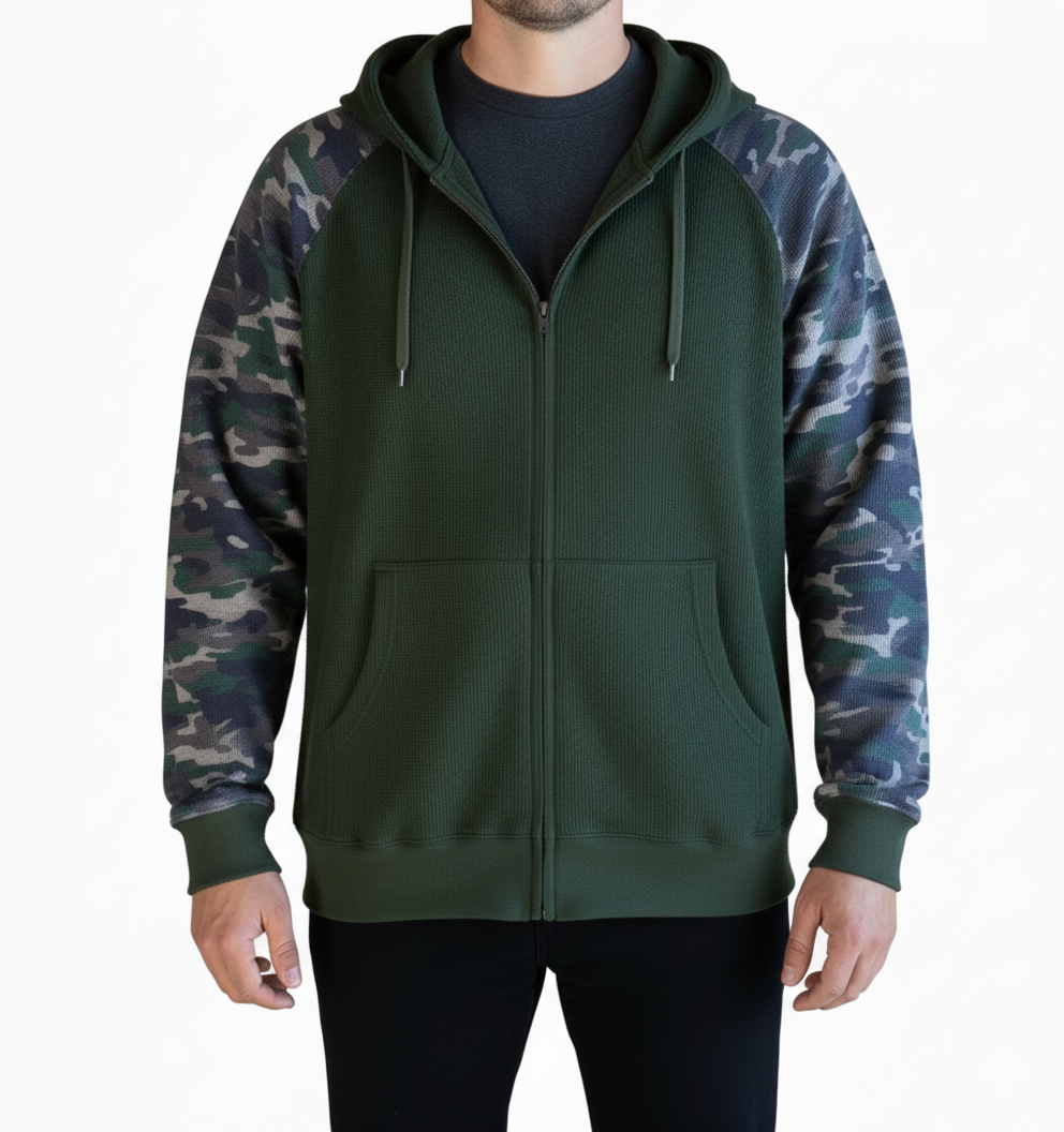 Zip-Up Hoodie-Woodland Camo